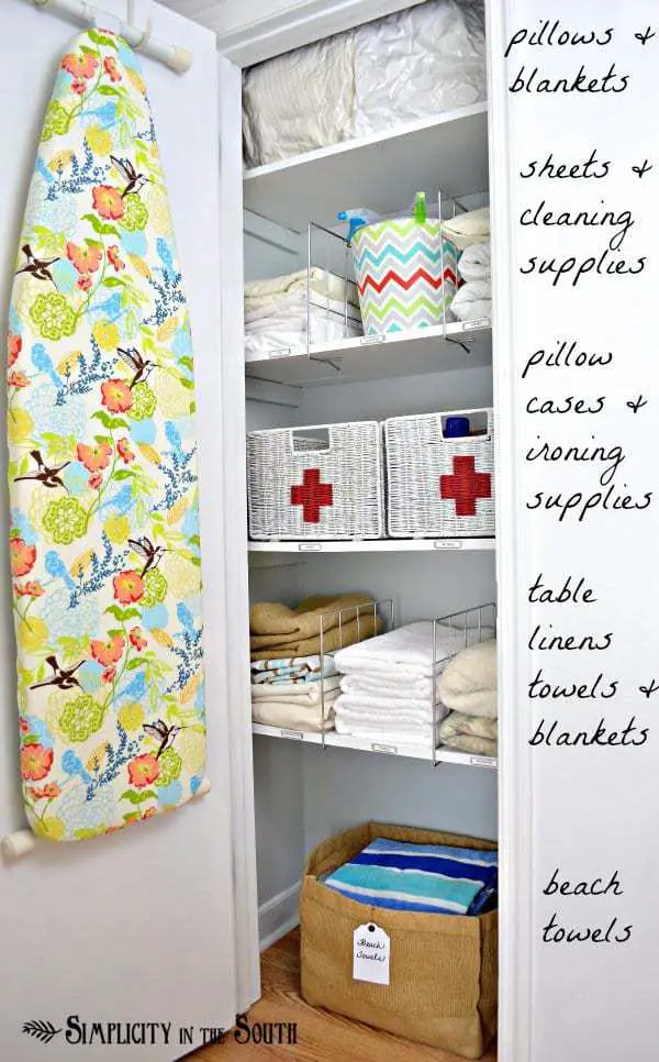 Ideas for an organized linen closet- Simplicity In The South.