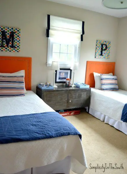 Boys-orange-and-blue-shared-bedroom-by-Simplicity-In-The-South..