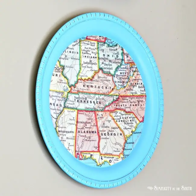 How To Make a DIY Dollar Tree Magnetic Map Memo Board Tray - Home Decor Organization Craft Tutorial: Southern Southeast states map tray