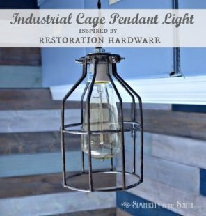 Make an industrial cage pendant light inspired by Restoration Hardware.
