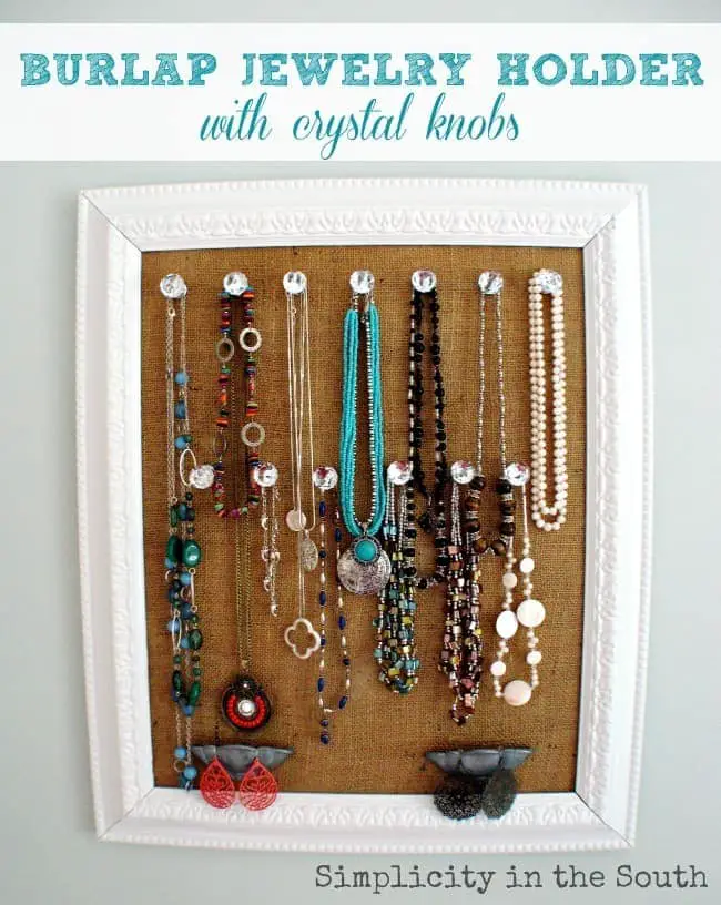 Tutorial for a Burlap and Crystal Jewelry Holder