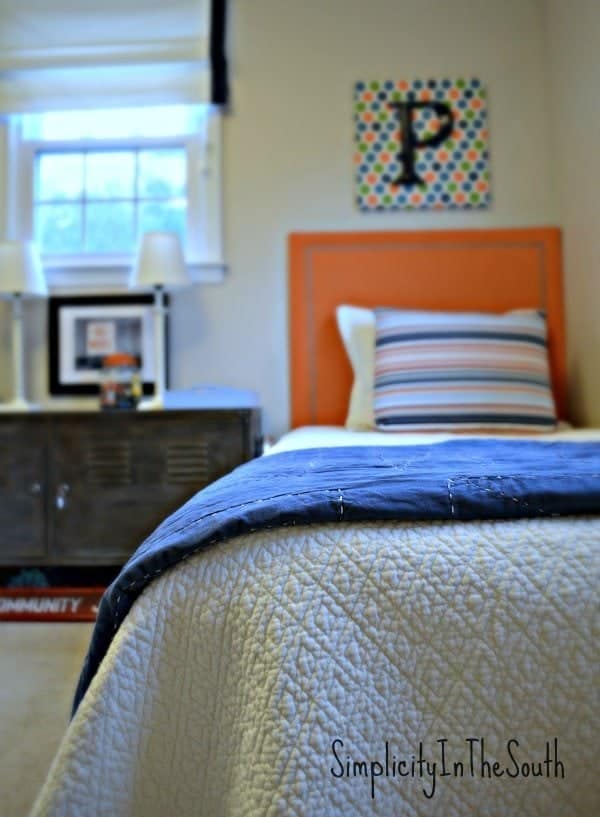 Boy's blue and orange shared bedroom by Simplicity In The South