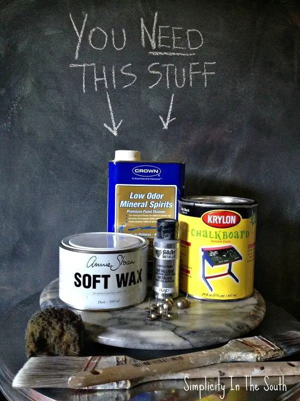 Supplies for a faux aged steel paint finish