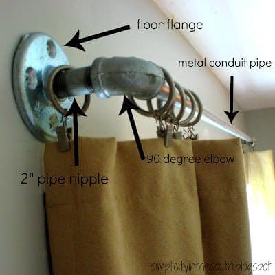 curtain rods made from galvanized plumbing parts