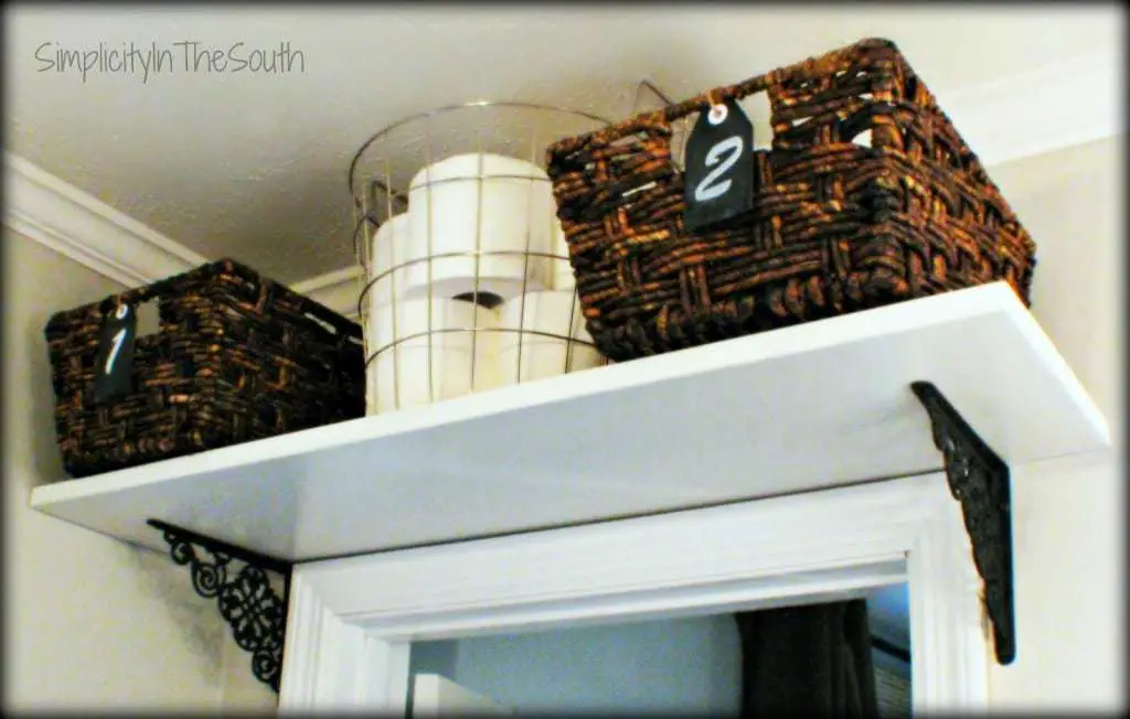 shelf and baskets over the door