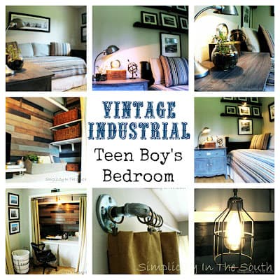 Vintage Industrial Teen Boy’s Bedroom and Closet/Office Reveal
