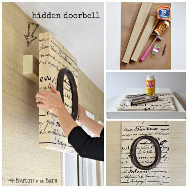 How to make monogrammed and decoupaged art that cleverly hides the doorbell. 