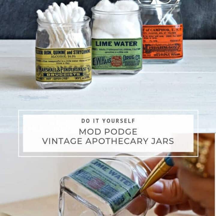 diy mod podge decoupage vintage apothecary jars (1)