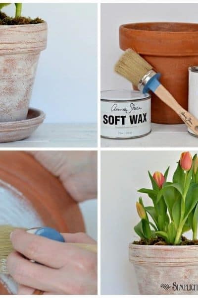 How to age flower pots with Annie Sloan Chalk Paint and Wax.