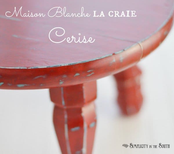 Red and turquoise step stool in Maison Blanche's Cerise.
