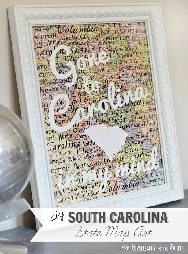 DIY South Carolina State Map Art- Gone to Carolina in My Mind