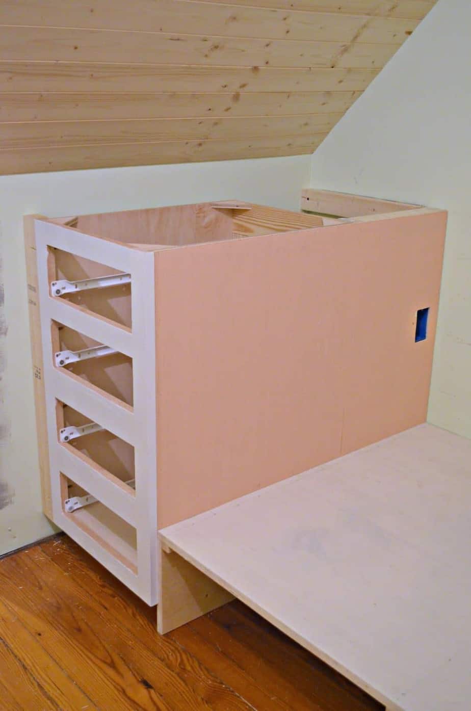 How to make a built-in bed using stock kitchen cabinets