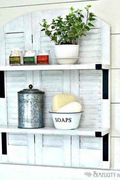 DIY Farmhouse Style Shutter Shelf by Simplicity in the South
