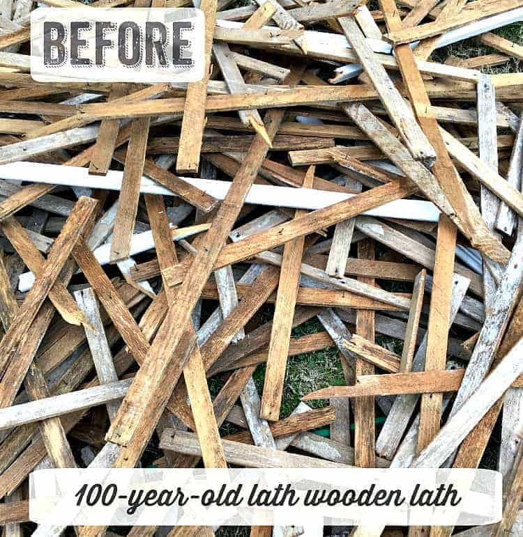 salvaged wood lath strips