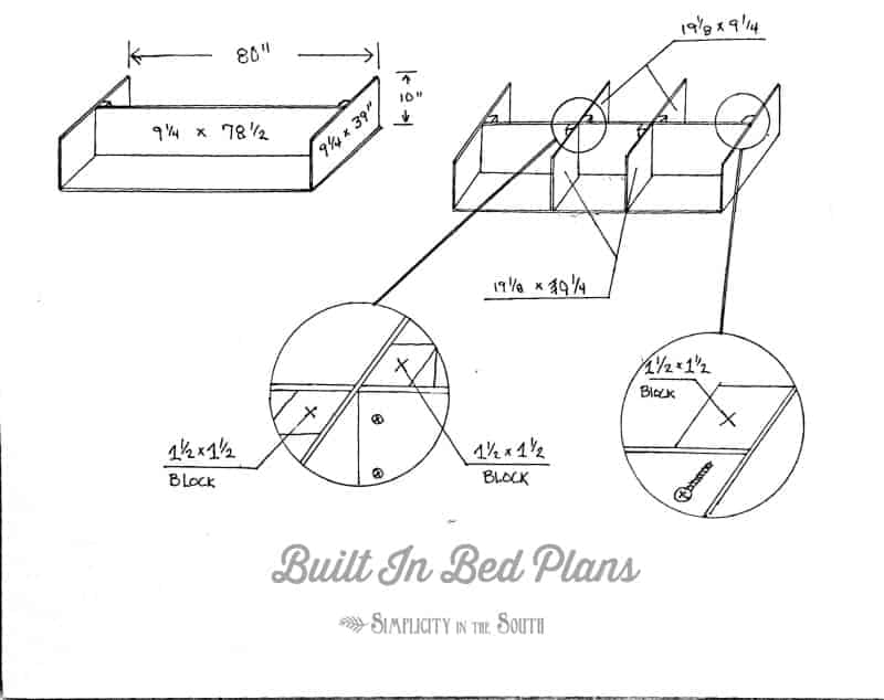 DIY platform bed frame plans- how to make a built in bed