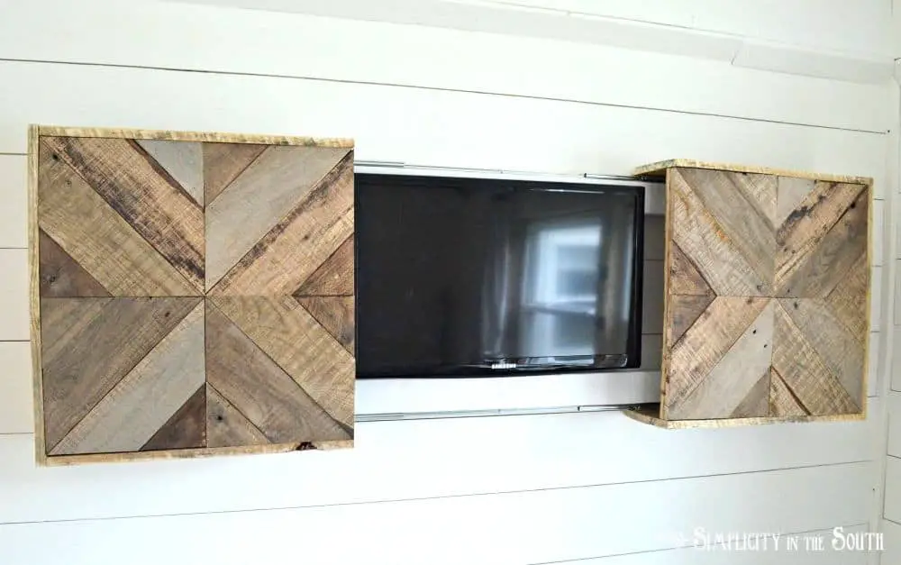 reclaimed wood cover for wall mount tv