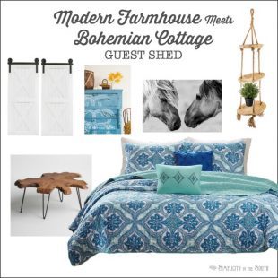 Modern farmhouse meets bohemian cottage The guest shed mood board- Week 1 One Room Challenge