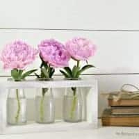 Farmhouse-Style DIY Flower Vase Holder Using Dollar Tree Milk Bottles