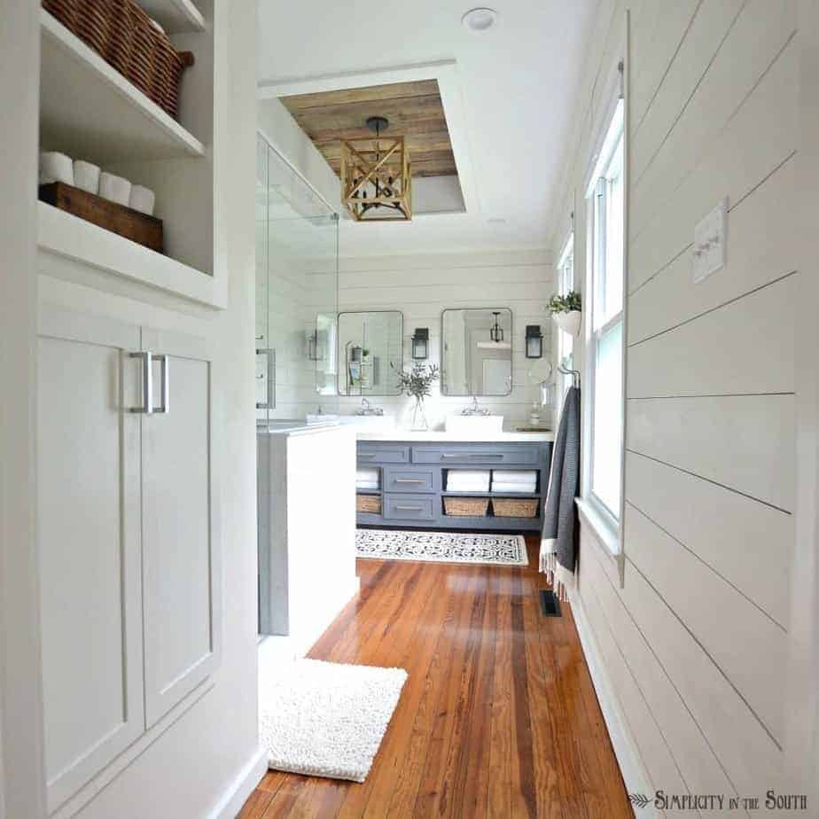 Modern farmhouse master bathroom remodel a bedroom is turned into an en suite bathroom on a budget