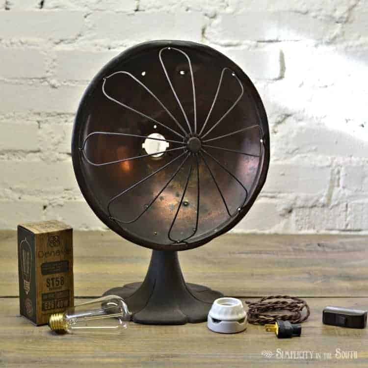 supplies-needed-to-convert-a-vintage-desk-heater-into-a-lamp
