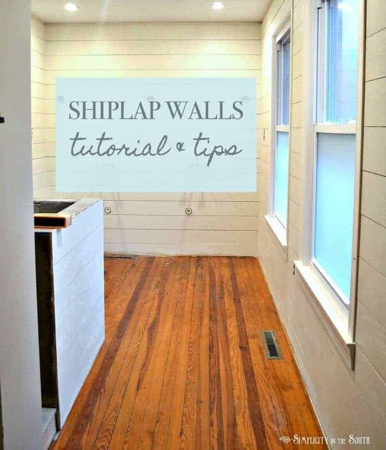 Tutorial and Tips: Shiplap Walls in the Master Bathroom