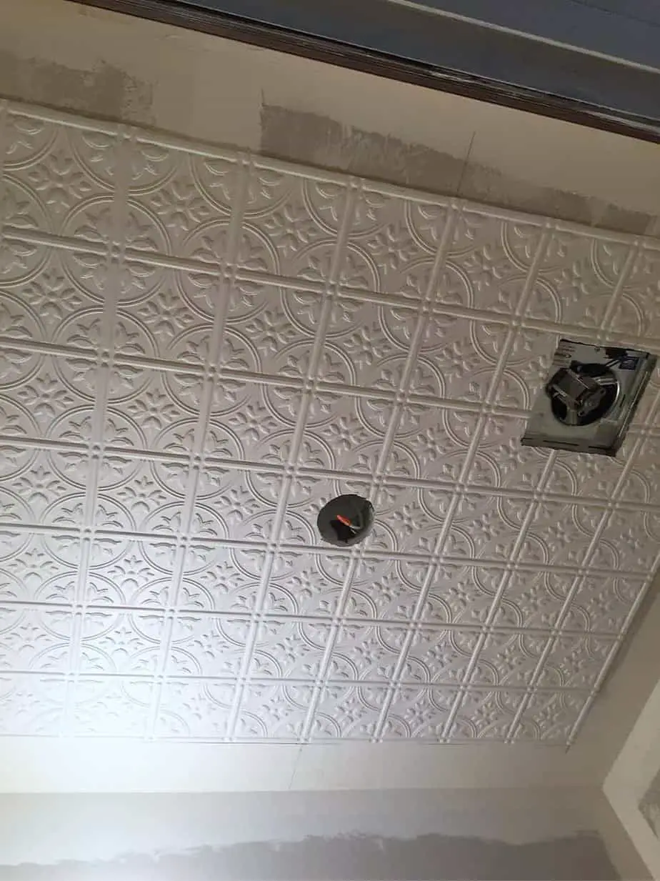 how to install a faux tin ceiling in a bathroom