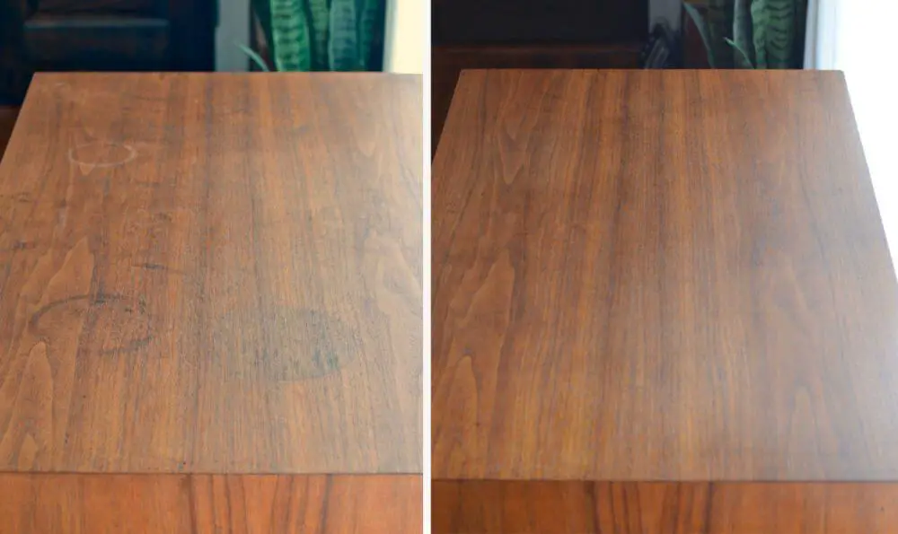 before after how to get black water stains out of wood furniture