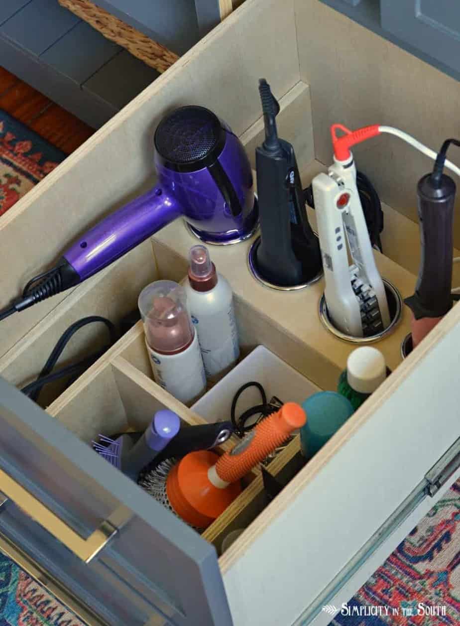 hair tool and hair supplies drawer organizer found in the Simplicity in the South Etsy shop