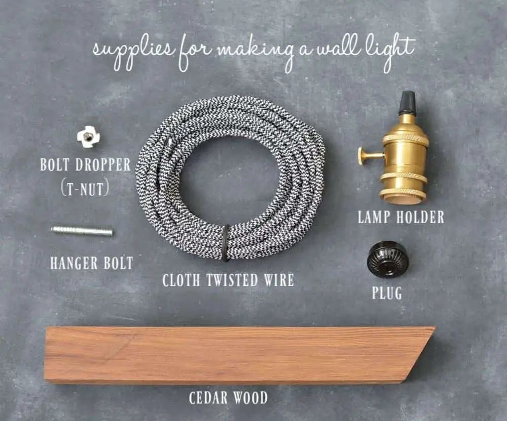 supplies you need for making a DIY industrial minimalist wall sconce pendant light