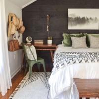 green black and white cozy minimalist guest bedroom makeover