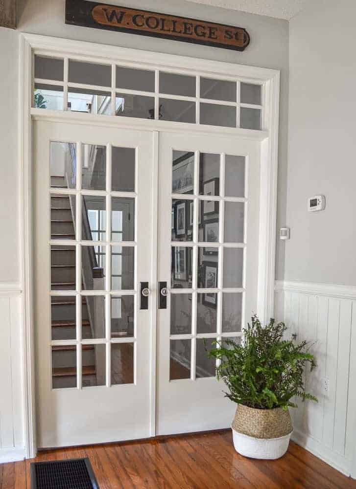 how to add interior french door with a transom window to a hallway