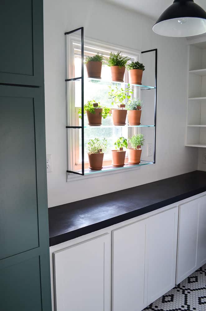 plant shelf for a window herb garden