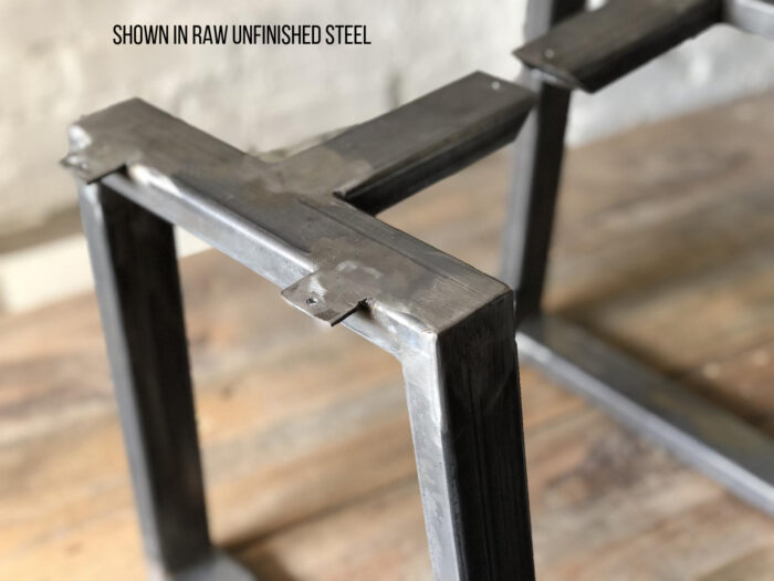 Unfinished raw steel 2_ x 1_ trapezoid bench legs