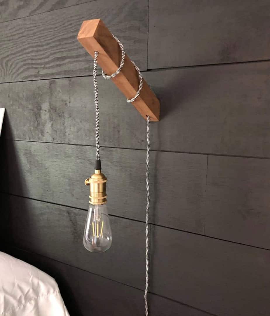 How to make a DIY industrial plug in wall sconce from wood