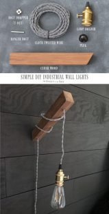 How to make a plug in industrial minimalist wooden wall sconce light.