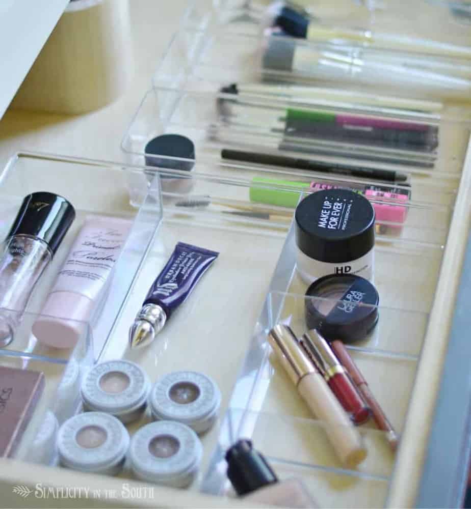 How to organize a bathroom vanity drawer with organizers for makeup