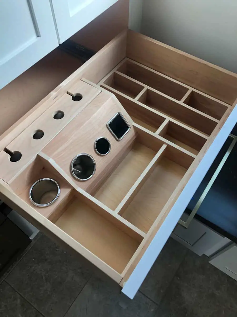 Custom drawer organizer for hair appliances